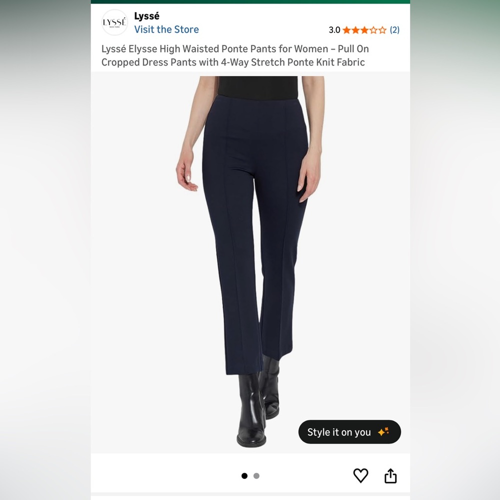 Lysse Women's Midnight Ponte Pants NWT